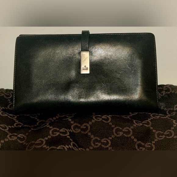 Gucci Handbags - Vintage Gucci Black Leather Long Bifold Flap Wallet.  Clean Corners!